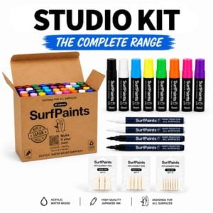 Surfpaints Complete Art Studio Kit. Full Acrylic Marker Range with Weatherproof Formula for All Surfaces