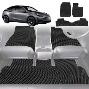 6D Diamond Car Floor Mats for Tesla Model Y 2022-Current-Full Set-Black-Outback GT