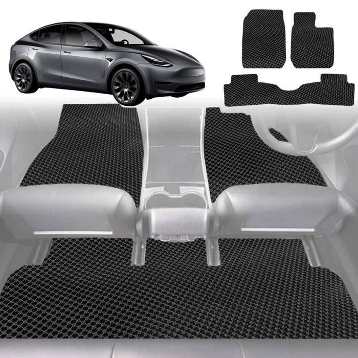 6D Diamond Car Floor Mats for Tesla Model Y 2022-Current-Full Set-Black-Outback GT