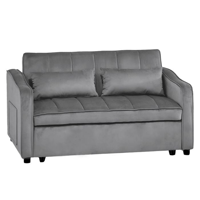 Sarantino Fenton Velvet 2-Seater Sofa Bed - Dark Grey