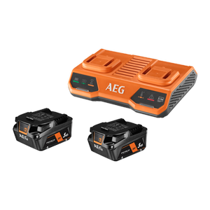 AEG 18V 5.0Ah Dual Port Charger And Battery Twin Pack