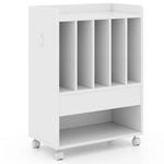 Costway Record Player Stand Rolling Storage Cabinet Side Table