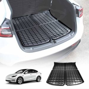 Carbon Fiber Texture Boot Liner for Tesla Model Y 2022-2025 Rear Cargo Trunk Cover Mat Luggage