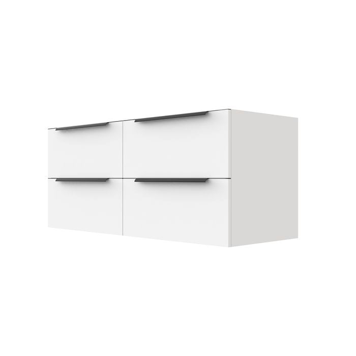 Stein 1200 x 450 x 500mm White Select Wall Hung Black Integrated Handle Vanity - Cabinet Only
