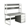 Leaf Living Livara Bookshelf Computer Desk 120cm 2-in-1 Space-saving Design, Thickened Panels, Steel Frame - Grey