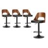 Oikiture 4x Bar Stools Swivel Gas Lift Leather Padded Black ARC