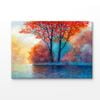 Red Maple Tree Near Lake Oil Painting Print 100% Australian Made 75x50cm (Stretched Canvas)