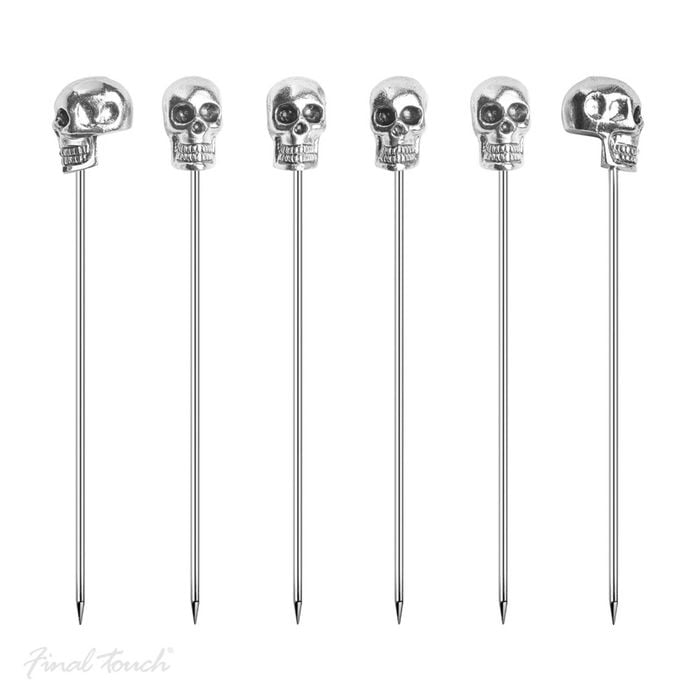 6pc Final Touch Brain Freeze Skull Picks Home Kitchen Barware