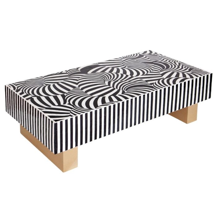 Mother Of Pearl Hand Inlay Obsidian Swirl Coffee Table