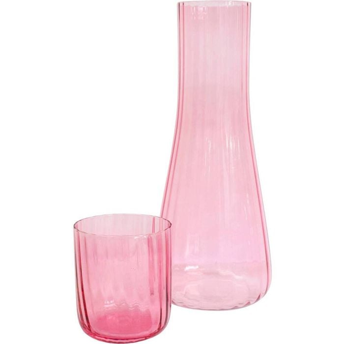 LVD Bedside Carafe & Glass Home/Kitchen Drinkware/Decorative Display 1L Pink