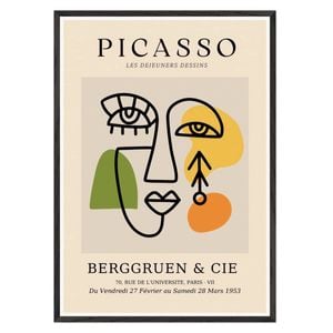 Galrie Stunning Picasso Les Dejeuners Dessins Abstract Art Poster for Home Decor, Black Frame, A0 84 x 119cm (33 x 47inch)