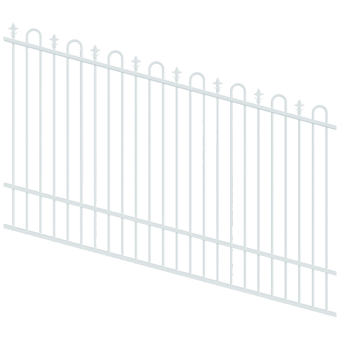 ProtectorAl 1201-2400W x 1500H Pearl White Loop & Spear Top Pool Fence Panel Raked Up to 15º