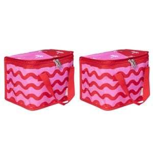 2PK Splosh Summer Waves Insulated Soft Lunch Tote Bag 24x17cm Food Carrier Pink