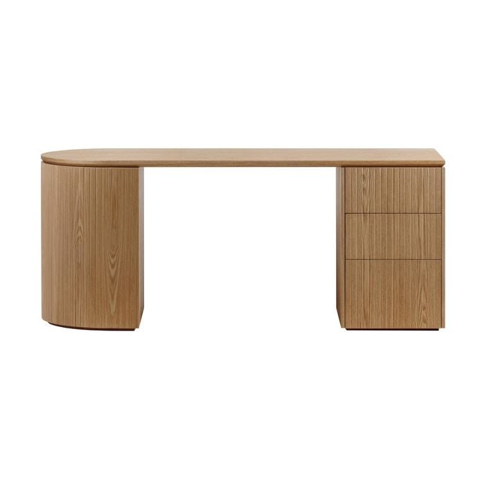 Payton  3 Drawer RHF Computer Work Desk Table Natural