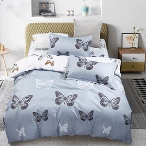 Fabric Fantastic Butterfly King Size Grey Quilt/doona/duvet Cover Set