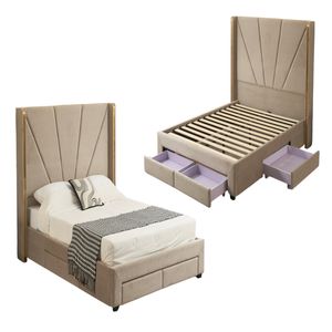 Elegant Collections Elwood King Champagne Storage Bed Frame