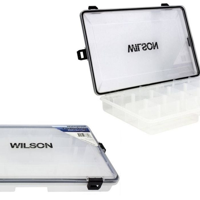 Large Wilson Waterproof Fishing Tackle Tray with Rubber Seal and Locking Clasps