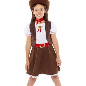 Western Brown Cowgirl Girls Costume - 4-6