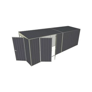 Build-a-Shed 1.5 x 6 x 2m Hinged Door Tunnel Shed with Double Hinged Side Doors - Grey