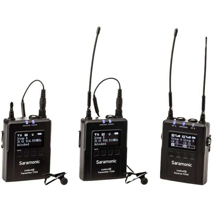 3pc Saramonic UHF Wireless Microphone System Kit For Broadcast/TV/Vloggers