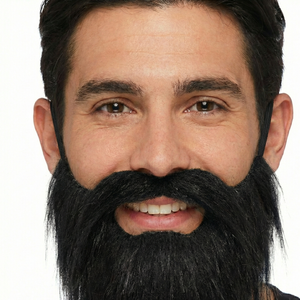 PARTY BEARD Moustache Costume Fancy Dress Mustache Halloween Fake Facial Hair Black
