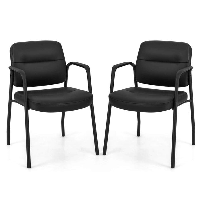 Costway 2x PU Conference Chairs Reception Guest Chair Set Padded Cushion