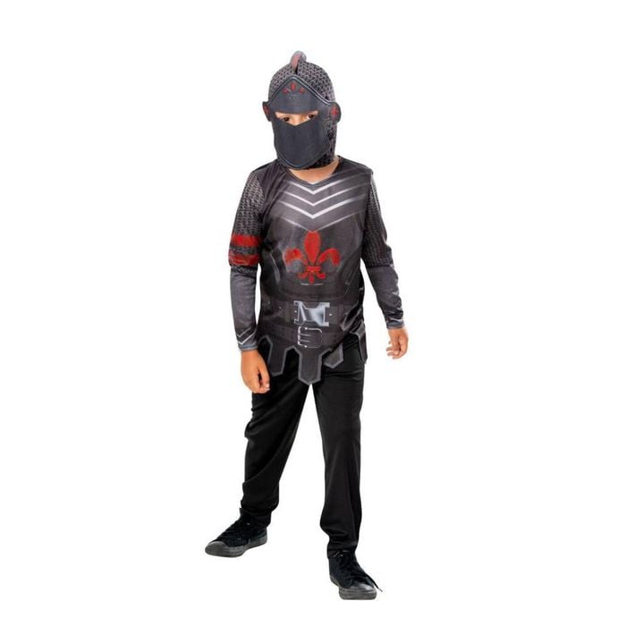 Black Knight Halloween Costume for Kids Official Rubies Medieval Warrior Outfit with Mask Grey Colour, 7-8-YRS