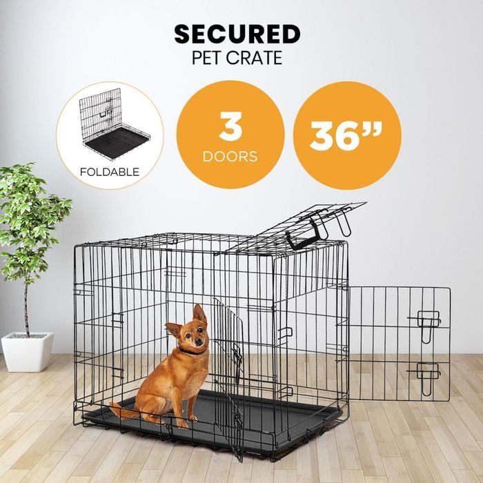 Taily Dog Cage 36 inch Medium Metal Pet Crate 3 Doors Foldable Bunnings Australia