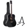 Alpha Acoustic Guitar 41in with Stand - Black
