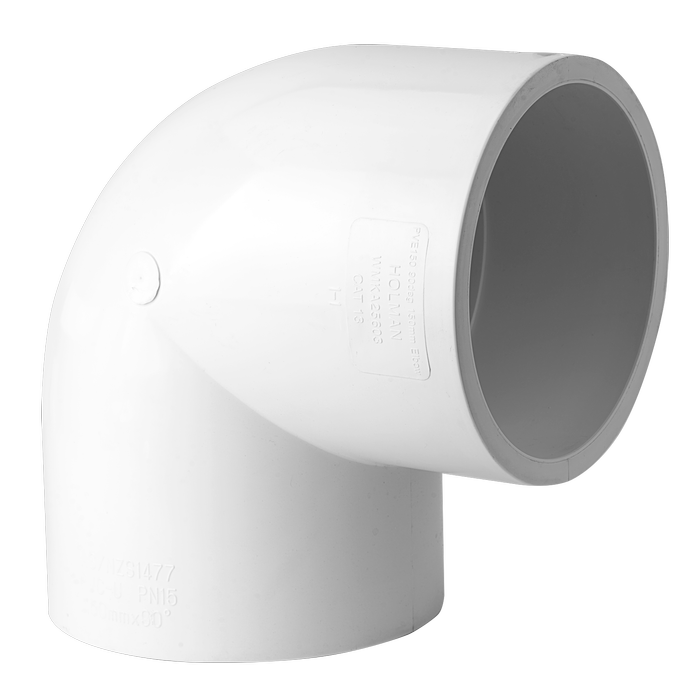 Holman 150mm 90° White PVC Elbow