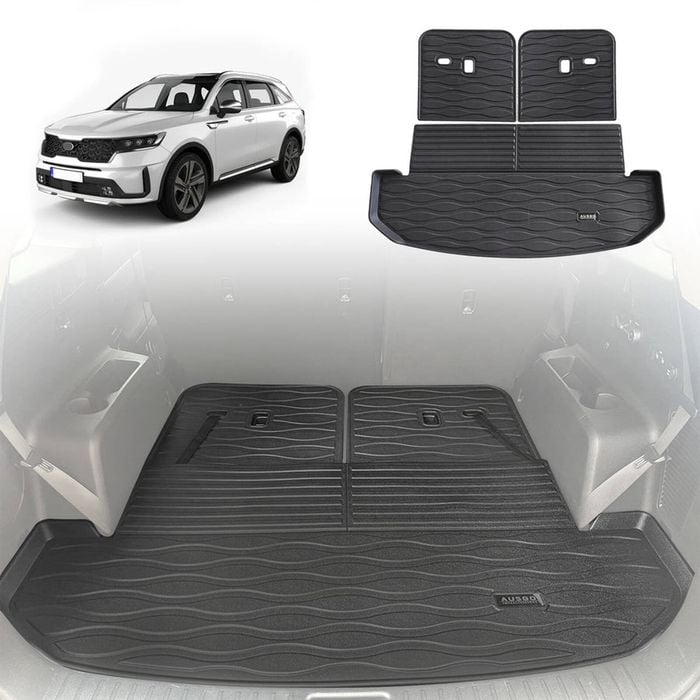 AUSGO Boot Liner for KIA Sorento MQ4 Series 2020-Onwards 3-Piece Set Cargo Trunk Mat Boot Mat