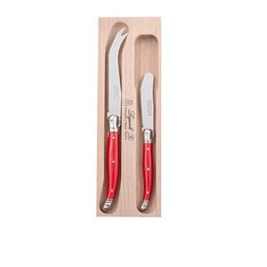 Laguiole by Andre Verdier Debutant Cheese Knife Set 2pc Red