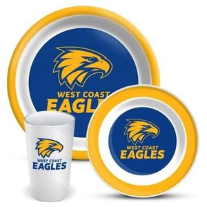 AFL 3 Piece Dinner Set - West Coast Eagles - Melamine Plate, Bowl, Cup