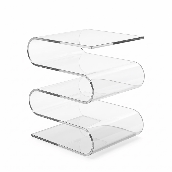 Nordhavn Clear Acrylic Side Table Book Display Shelf Wave End Table Magazine Rac