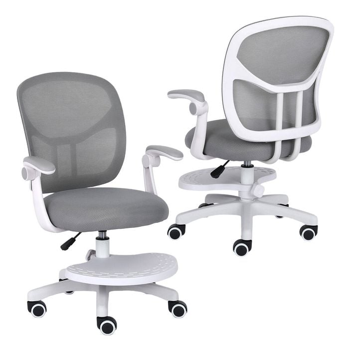 La Bella Grey Kids Desk Chair - Children Office Study Seat with Footrest NOVA