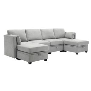 Homfurn 4 Seater Modular Sofa with Storage, Grey