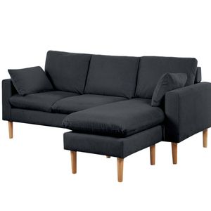 Darius Corner Sofa Linen - Black