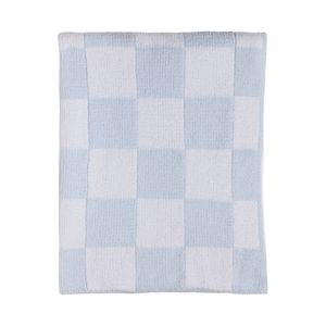 Living Textiles Chenille Blanket - Checkered Blue