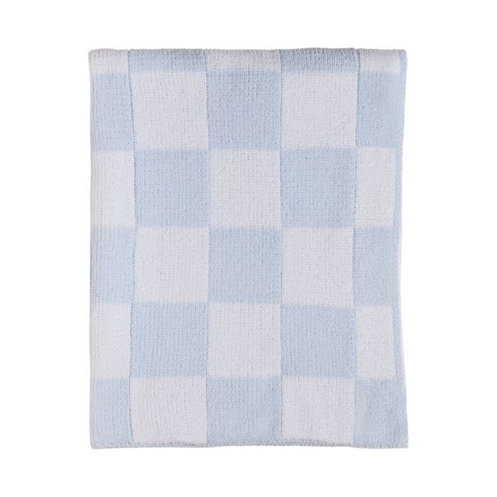 Living Textiles Chenille Blanket - Checkered Blue