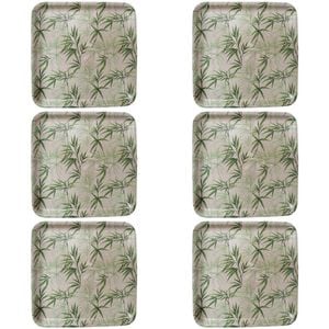 6PK LVD Melamine/Bamboo Square Serving Tray 33x33cm - Leaves