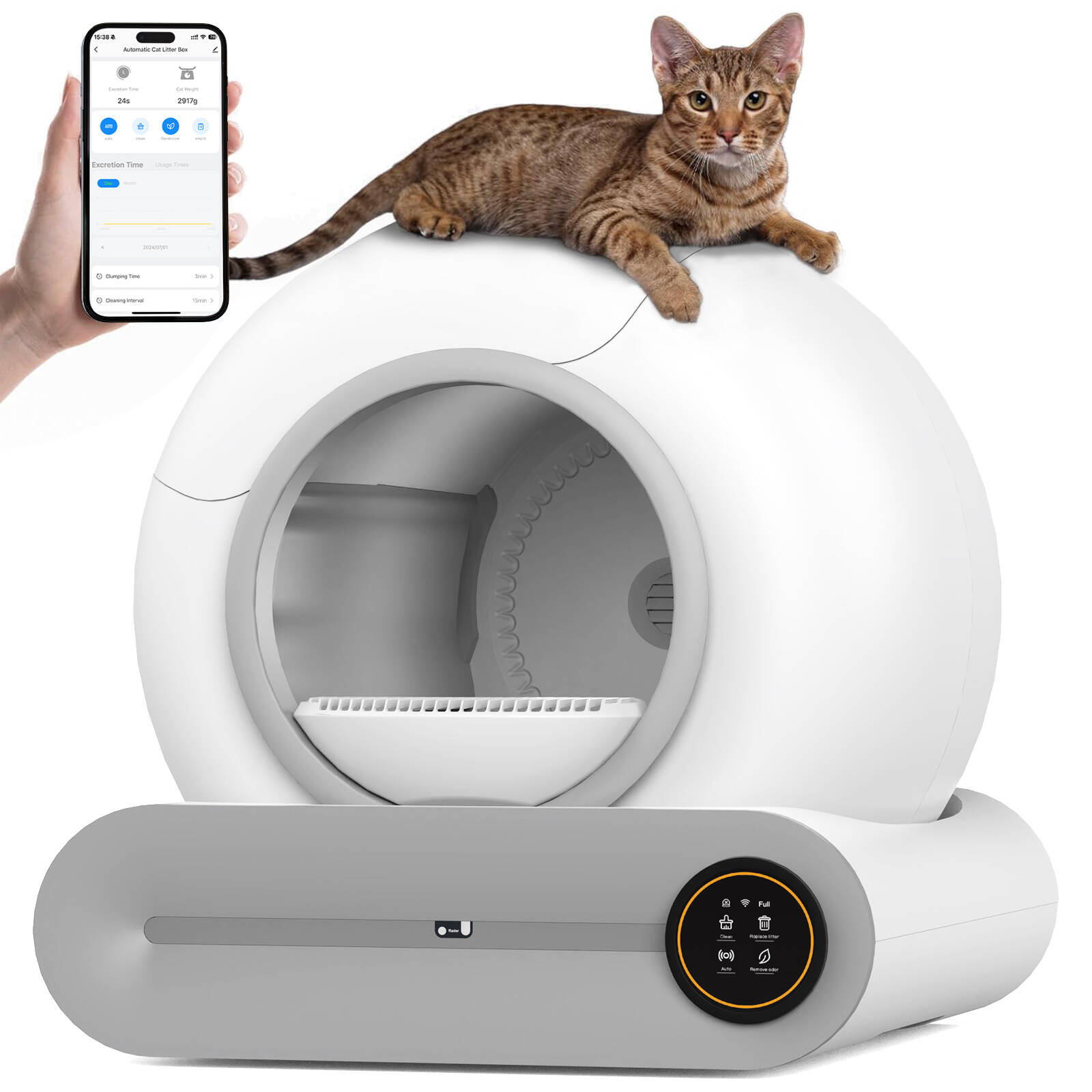 Advwin Automatic Cat Litter Box Self Cleaning WiFi APP Control