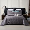 CottonMore 100% Cotton Sateen Jacquard Pattern Quilt Doona Cover Set Dark Grey - Queen