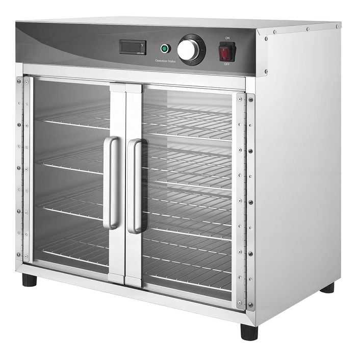 Vevor 4 Tier Electric Hot Box Food Warmer Silver With Water Tray Glass Door And Adjustable Shelves