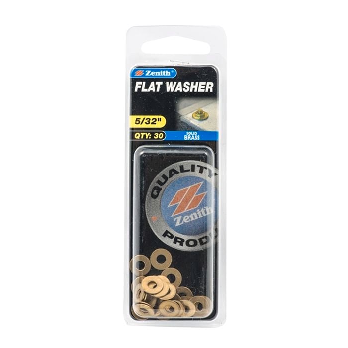 Zenith 5/32" Solid Brass Flat Washer - 30 Pack