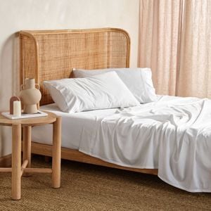 Linen House Nara Bamboo Cotton 400tc White Bed Sheet Set - King