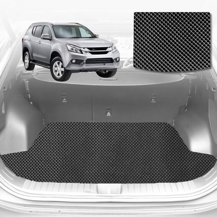 6D Diamond Car Boot Mat for Isuzu MU-X RF2013-2020-(3rd Row folded/5 seater)-Cargo Mat-Black-Outback GT