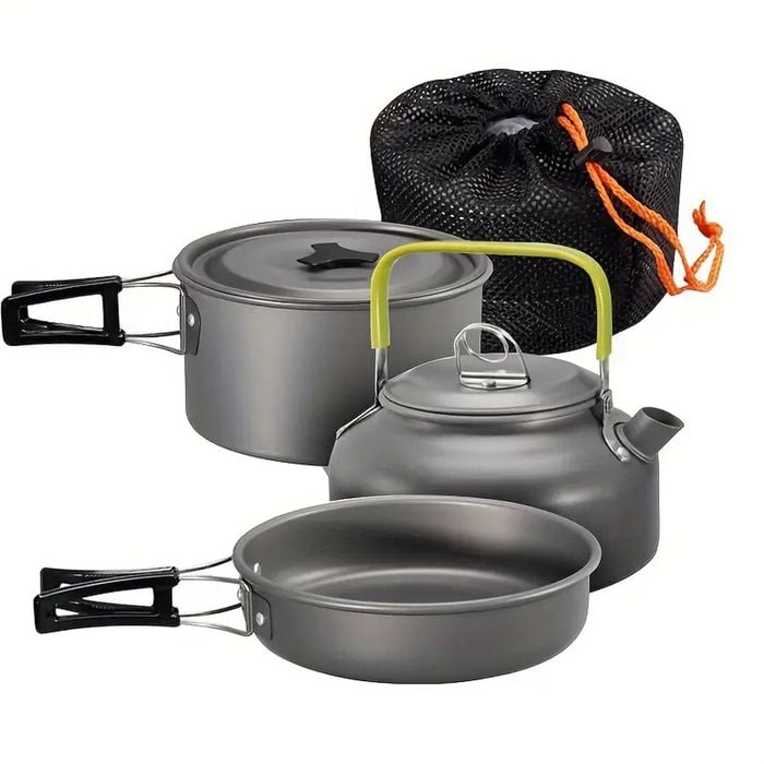3pcs UltraLightweight Camping Cookware Set  Durable Aluminum Outdoor Cooking Kit
