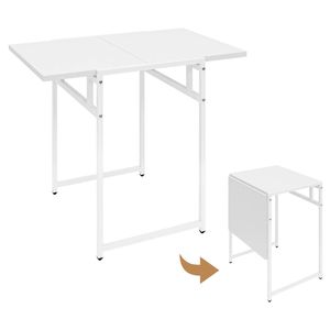 Advwin Folding Dining Table Foldable Drop Leaf Home Office Work Desk White