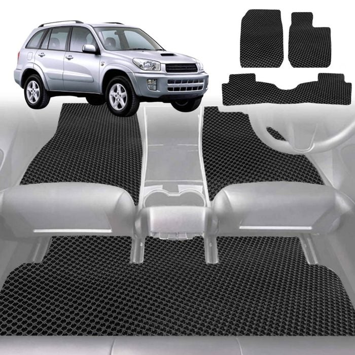 6D Diamond Car Floor Mats for Toyota RAV4 2-Door (XA20)2000-2005-Full Set-Black-Outback GT