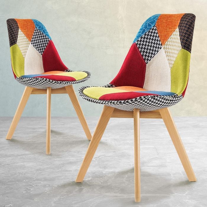 Retro Multi Coloured Kitchen Chairs Multi-Colour Fabric Retro